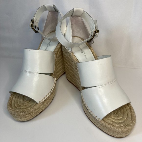 Treasure & Bond Wedge Espadrilles Size 8.5 White Leather with Silver Buckles. - Picture 4 of 7